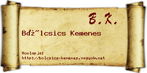 Bölcsics Kemenes névjegykártya